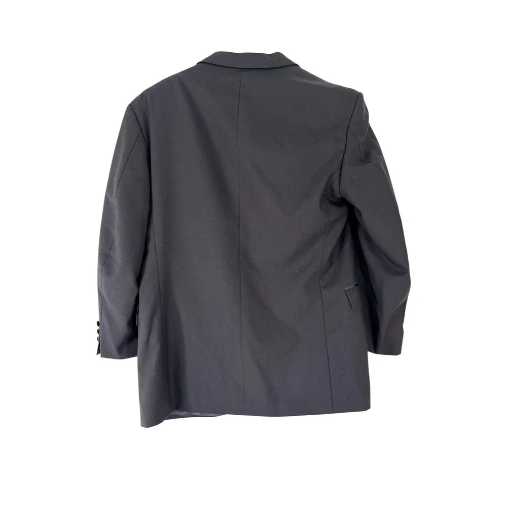 Fenzia Mens Black 100% Wool Tuxedo Suit 42R Jacket 36W Pants Formal Peak Lapel